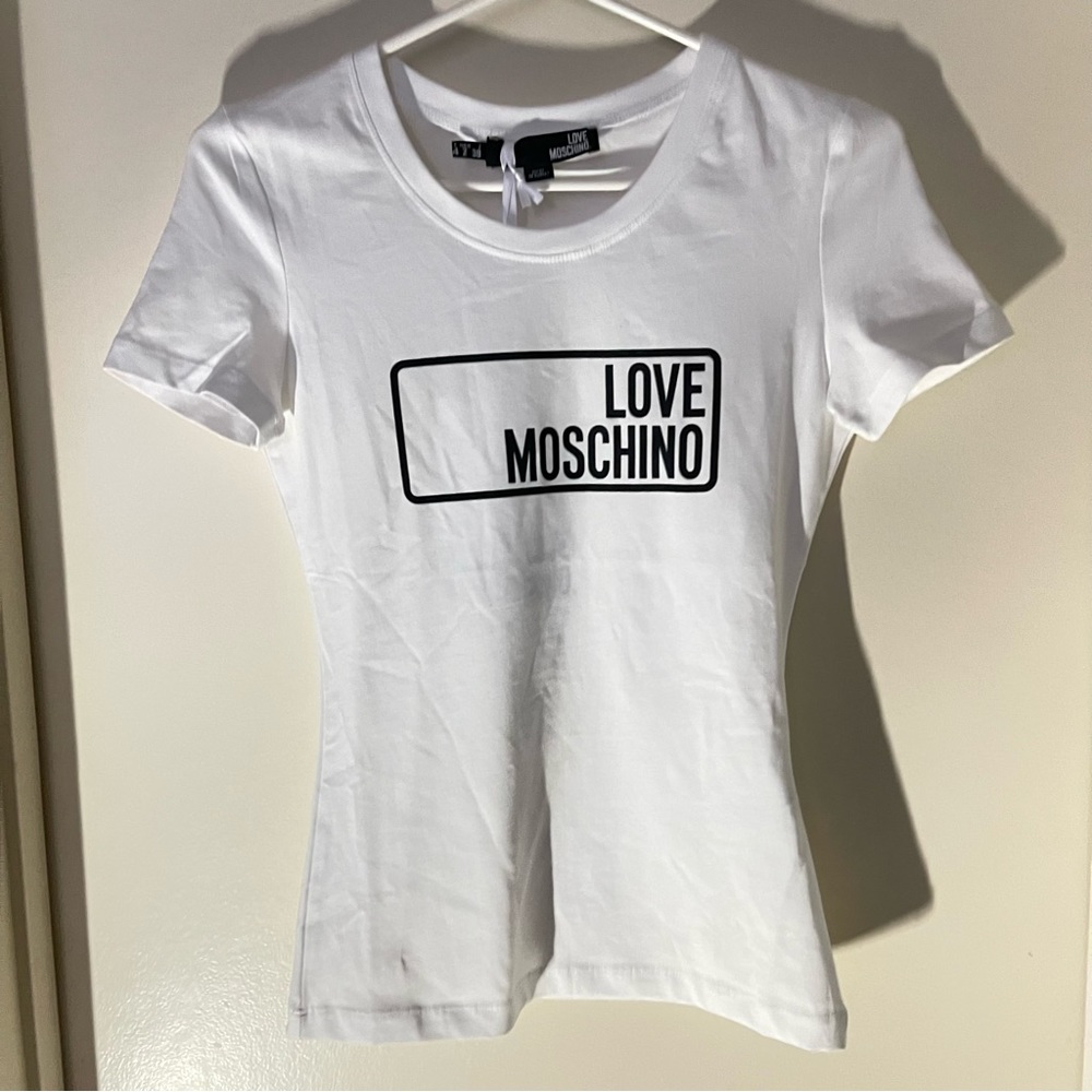 Love Moschino White Tee with Black Logo